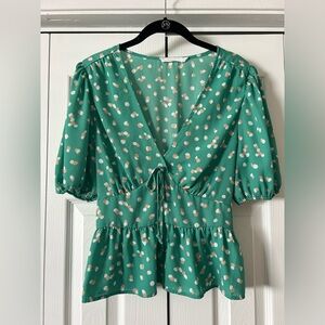 Mint Green Peplum Lush Blouse size Large
